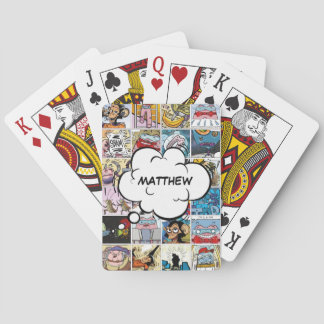 Kids Colourful Cool Character Faces Collage Name Playing Cards