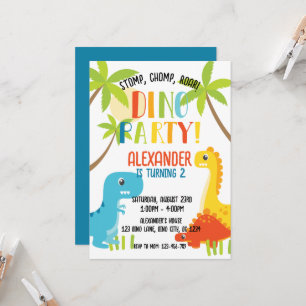 Kids Colourful Dinosaur Birthday Party Invitation