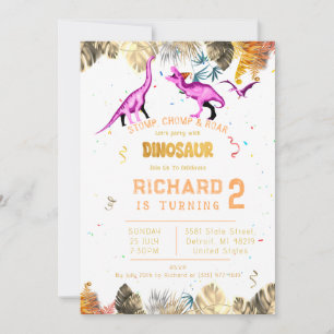 Kids Colourful Dinosaur Theme Birthday Party Invitation