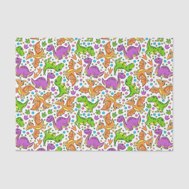 Kids Colourful Dinosaurs  Tissue Paper (Front)