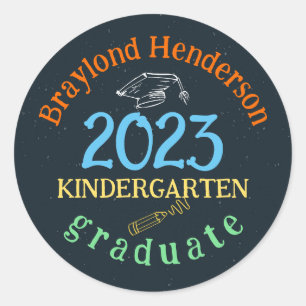 Kids Colourful Elementary School Graduation Classic Round Sticker