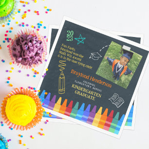 Kids Colourful Elementary School Graduation Napkin