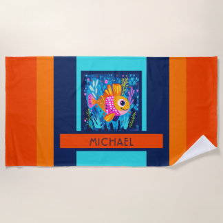 Kids Colourful Fish Beach Towel