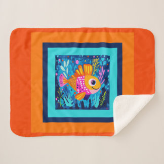 Kids Colourful Fish Sherpa Blanket