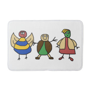 Kids Colourful Fun Family Cartoon Characters Bath Mat