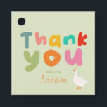 Kids Colourful Green Thank You 1st Birthday  Favour Tags<br><div class="desc">This cute and modern kids favour tag features the words 'thank you' in a colourful typography. This design matches our 'one silly goose' kids first birthday collection.</div>