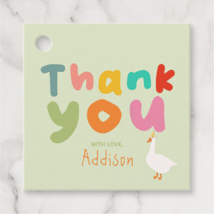 Kids Colourful Green Thank You 1st Birthday  Favour Tags