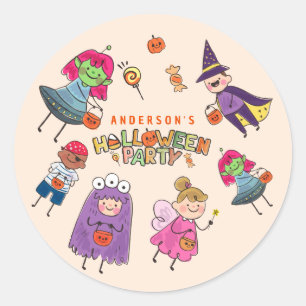 Kids Colourful Halloween Costume Party Classic Round Sticker