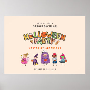Kids Colourful Halloween Costume Party Poster