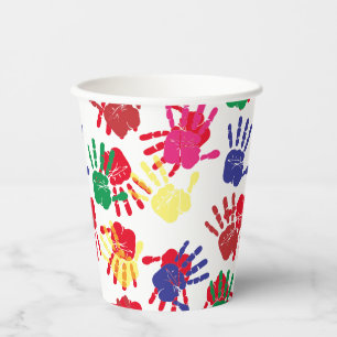 Kids Colourful Hand Prints Party Paper Cups