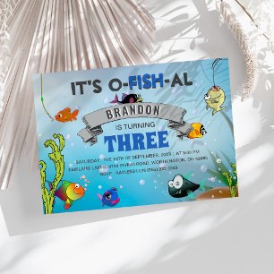 Kids Colourful It's O-FISH-AL Birthday Invitation