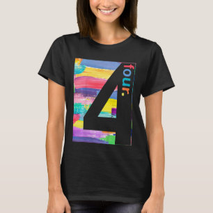 Kids Colourful Number 4 Four 4th Birthday Boys T-Shirt