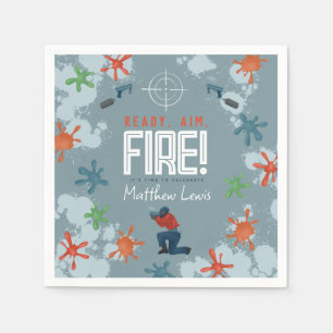 Kids Colourful Paintball Boys Birthday Party Napkin