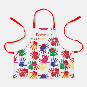 Kids Colourful Painted Handprints Apron