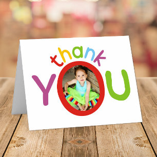 Kid's Colourful Photo Thank You Card