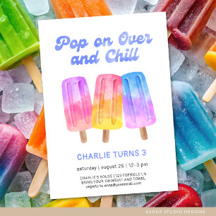 Kids Colourful Popsicle Summer 3rd Birthday Invitation