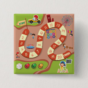 Kids Colourful Race Track Board Game 15 Cm Square Badge
