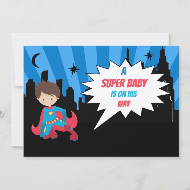 *~*  Kids Colourful SUPERHEROS Bold Baby Shower Invitation (Front)