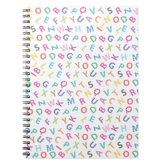 Kids Colourful Zebra Style Alphabet Notebook (Front)