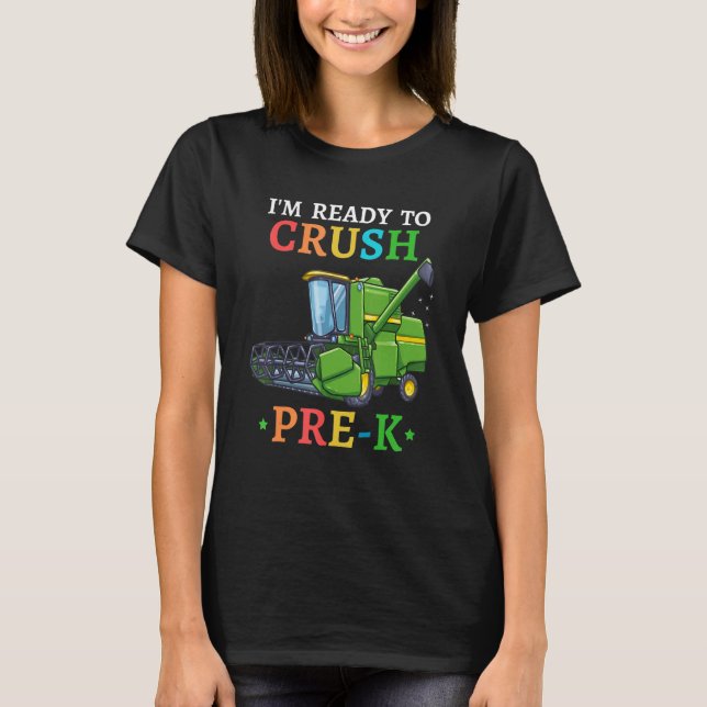 Kids Combine Harvester Back To School I'm Ready to T-Shirt (Front)