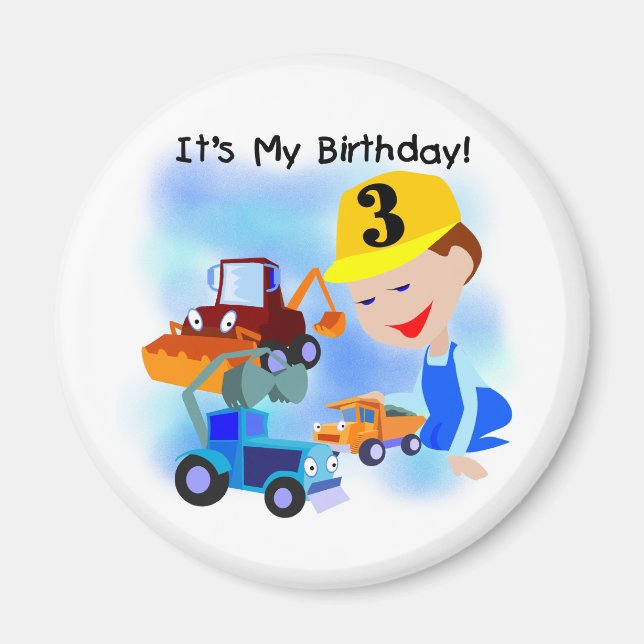 Kids Construction 3rd Birthday T-shirts and Gifts Magnet (Front)