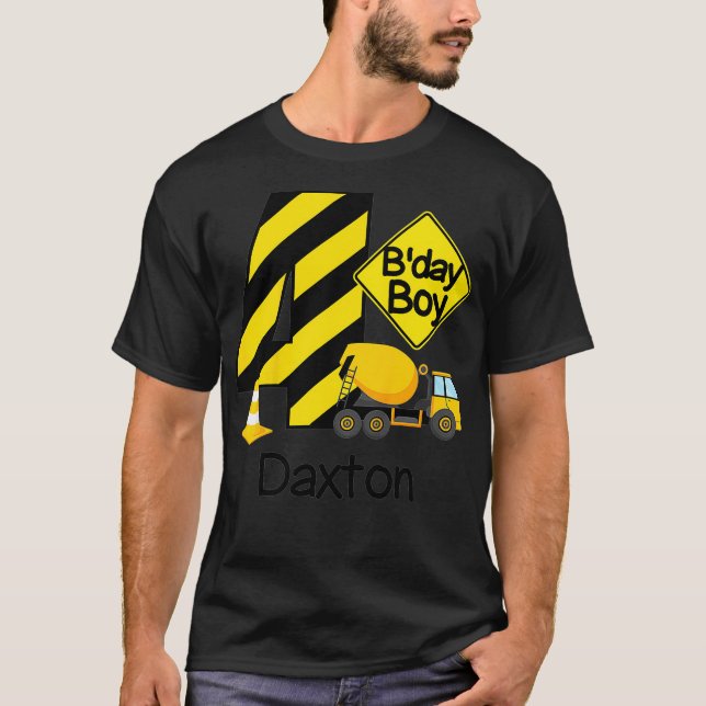Kids Construction 4th Birthday Daxton Boys 4 Old T-Shirt (Front)