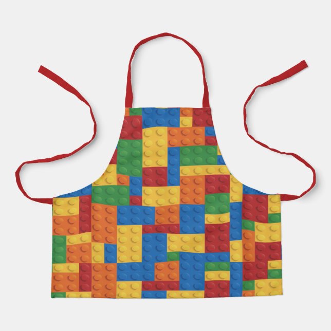 Kids Construction Building Blocks Toy Pattern Apron (Front)