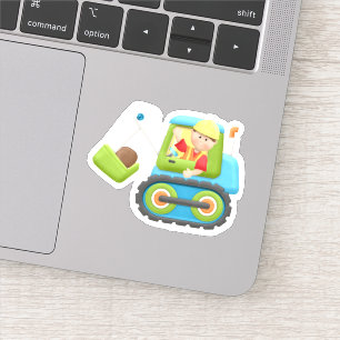 Kids Construction Bulldozer Die Cut Sticker Decal