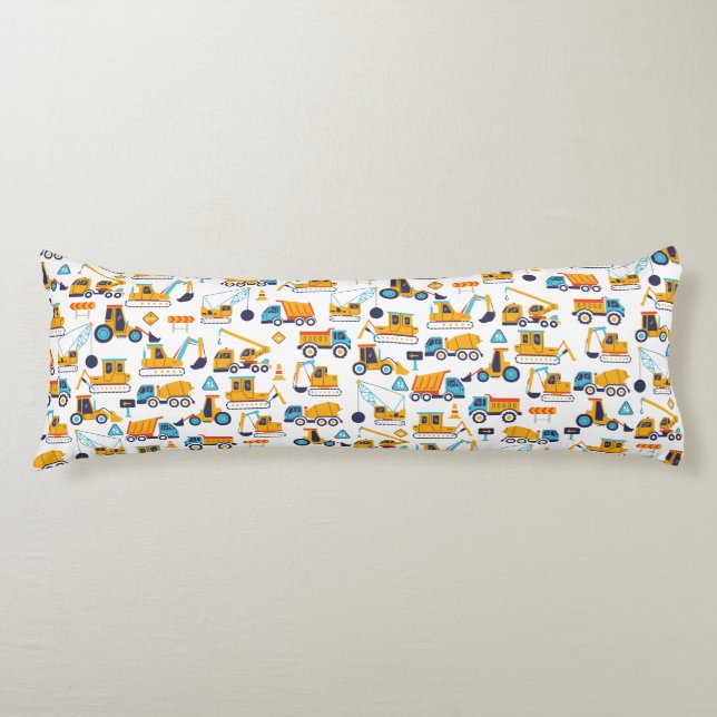 Kids Construction Dump Trucks Vehicle Pattern Body Cushion (Front)