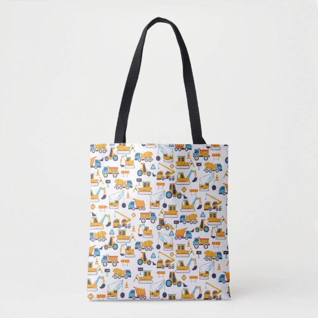 Kids Construction Dump Trucks Vehicle Pattern Tote Bag (Front)