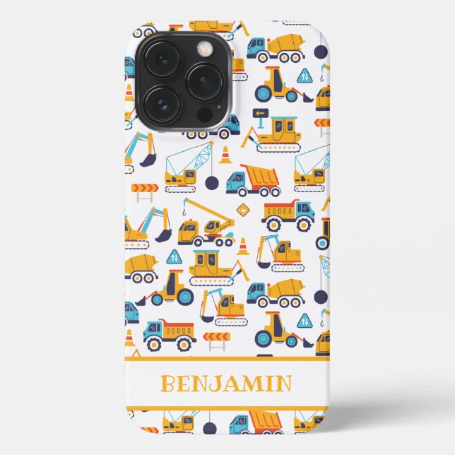Kids Construction Dump Trucks Vehicle Personalised iPhone Case (Back)