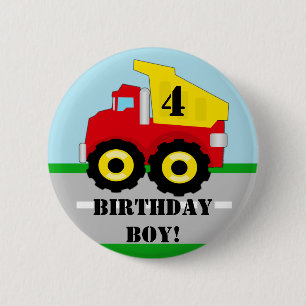 Kids Construction Dumpruck Custom Button