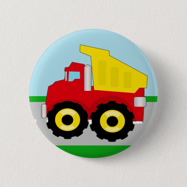 Kids Construction Dumptruck 6 Cm Round Badge (Front)