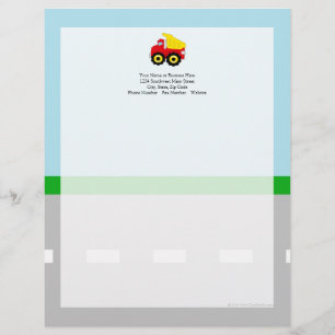 Kids Construction Dumptruck Custom Letterhead