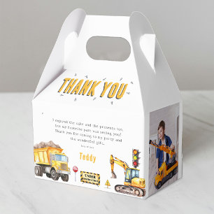 Kids Construction Photo Birthday Party Thank You Favour Box