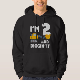 Kids Construction Truck 2nd Birthday Boy 2 Two Yea Hoodie