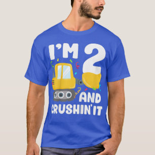 Kids Construction Truck 2nd Birthday Boy 2 Year Ol T-Shirt