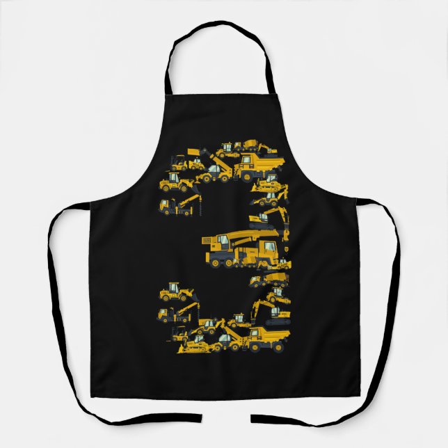 Kids Construction Truck 3rd Birthday 3 Year Old Ou Apron (Front)