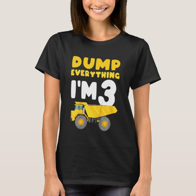 Kids Construction Truck 3rd Birthday Boy Excavator T-Shirt (Front)