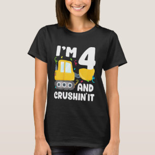 Kids Construction Truck 4th Birthday Boy 4 Year Ol T-Shirt