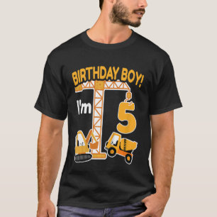 Kids Construction Truck 5nd Birthday 5 Year Old Bo T-Shirt