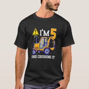 Kids Construction Truck 5th Birthday 5 Years Old D T-Shirt