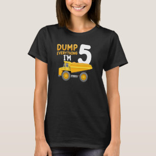 Kids Construction Truck 5th Birthday Boy 5 Five Ye T-Shirt