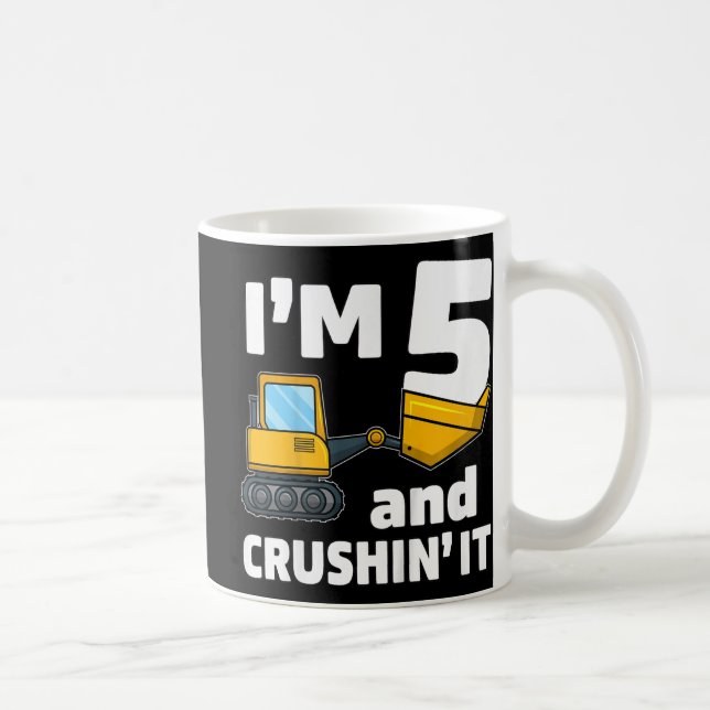 Kids Construction Truck 5th Birthday  Boy 5 Year O Coffee Mug (Right)