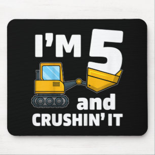 Kids Construction Truck 5th Birthday  Boy 5 Year O Mouse Mat