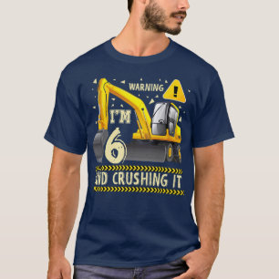 Kids Construction Truck 6th Birthday 6 Years Old D T-Shirt