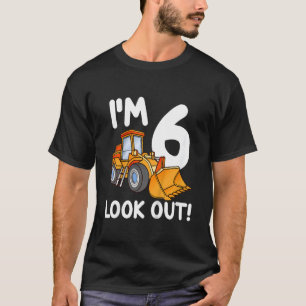 Kids Construction Truck 6th Birthday Boy 6 Six Bul T-Shirt
