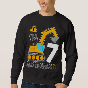 Kids Construction Truck 7th Birthday I'm 7 And Cru Sweatshirt