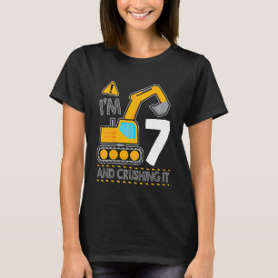 Kids Construction Truck 7th Birthday I'm 7 And Cru T-Shirt