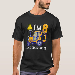 Kids Construction Truck 8th Birthday 8 Years Old D T-Shirt